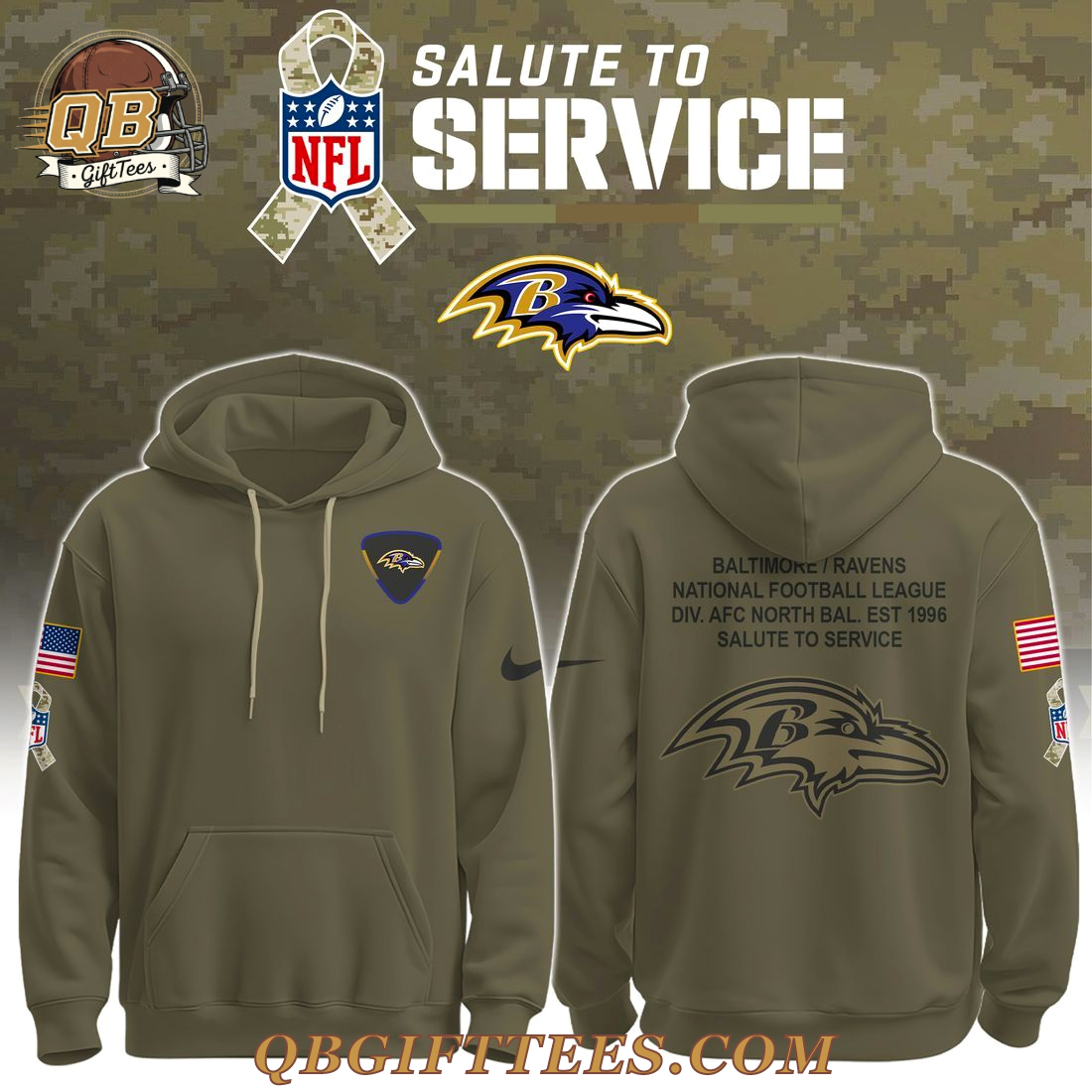 Baltimore Ravens Salute to Service NFL Military Hoodie - Limited Edition Baltimore Ravens Salute to Service NFL Military Hoodie - Limited Edition