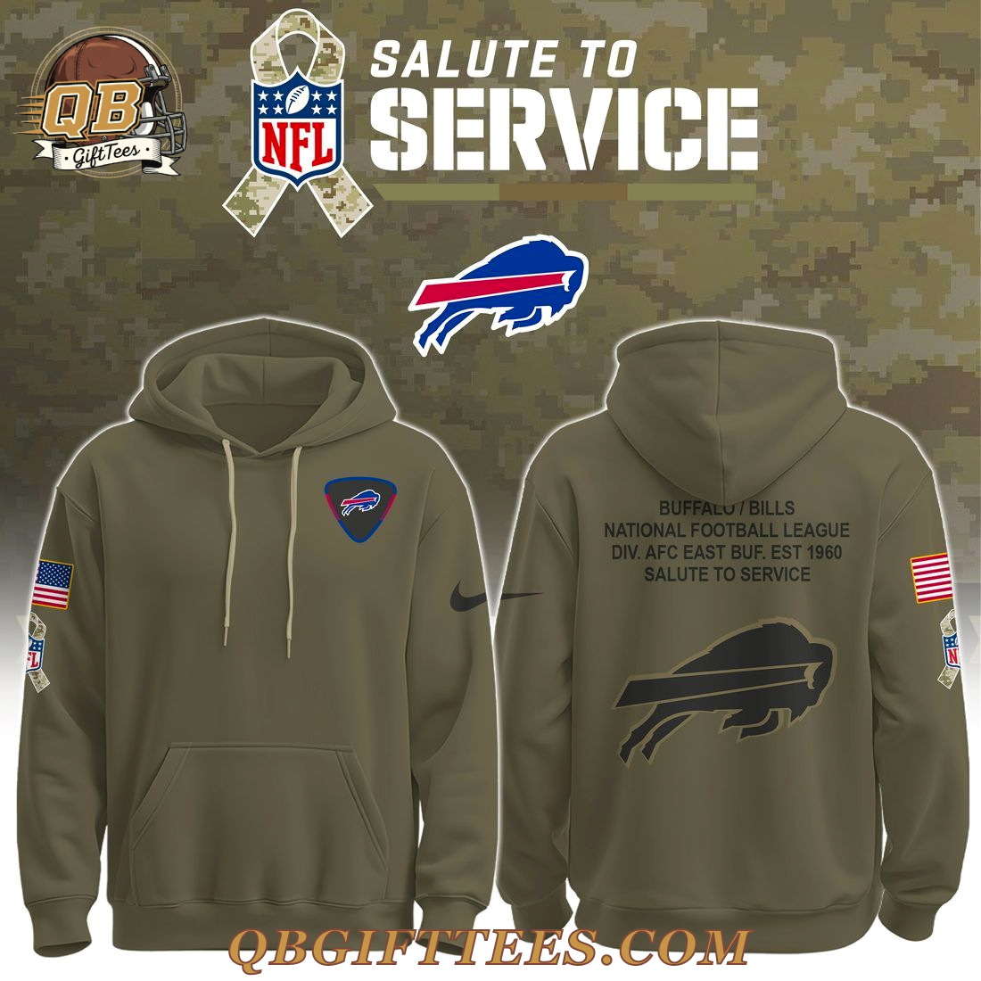 Buffalo Bills Salute to Service Military Hoodie - Limited Edition NFL Veteran Gear Buffalo Bills Salute to Service Military Hoodie - Limited Edition NFL Veteran Gear