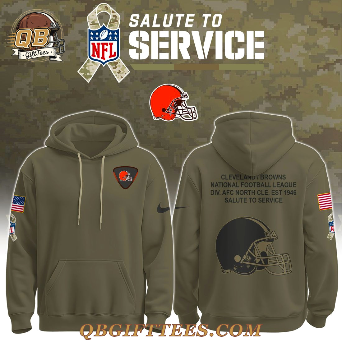Cleveland Browns Salute to Service NFL Military Hoodie - Limited Edition Cleveland Browns Salute to Service NFL Military Hoodie - Limited Edition
