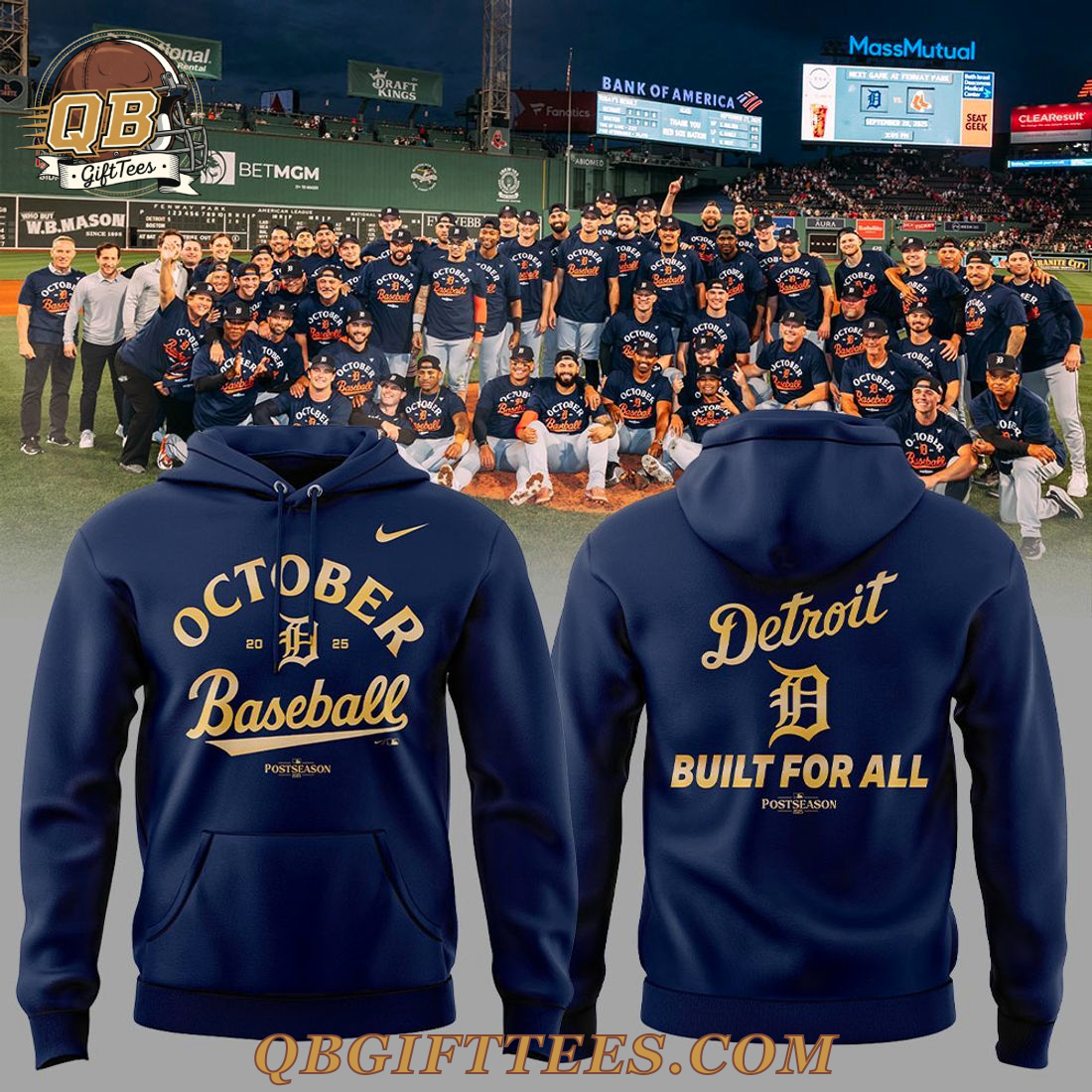 Detroit Tigers 2025 October Baseball Navy Gold Postseason Hoodie Detroit Tigers 2025 October Baseball Navy Gold Postseason Hoodie