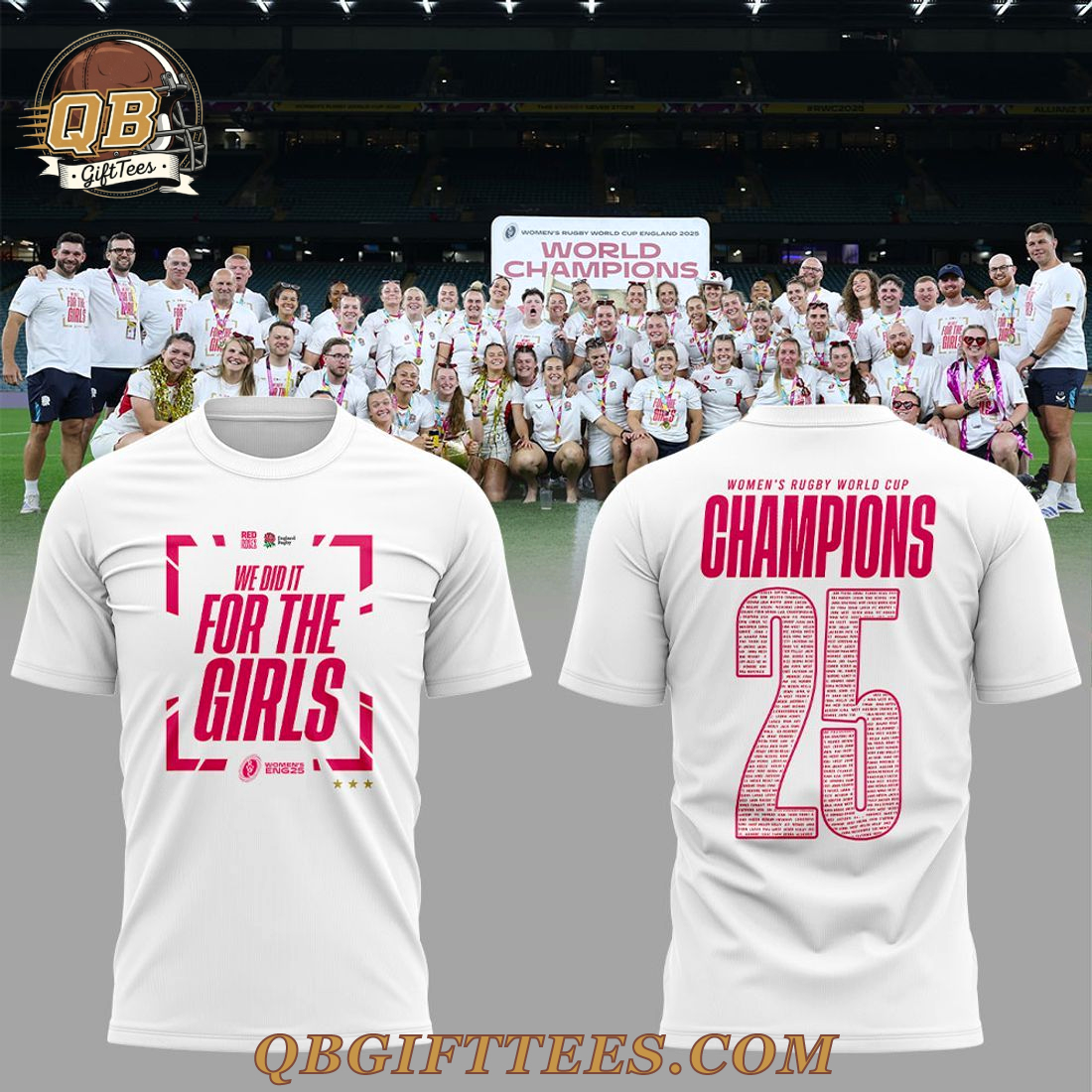 England 2025 Women Rugby World Cup For The Girls Champions Edition Shirt England 2025 Women Rugby World Cup For The Girls Champions Edition Shirt