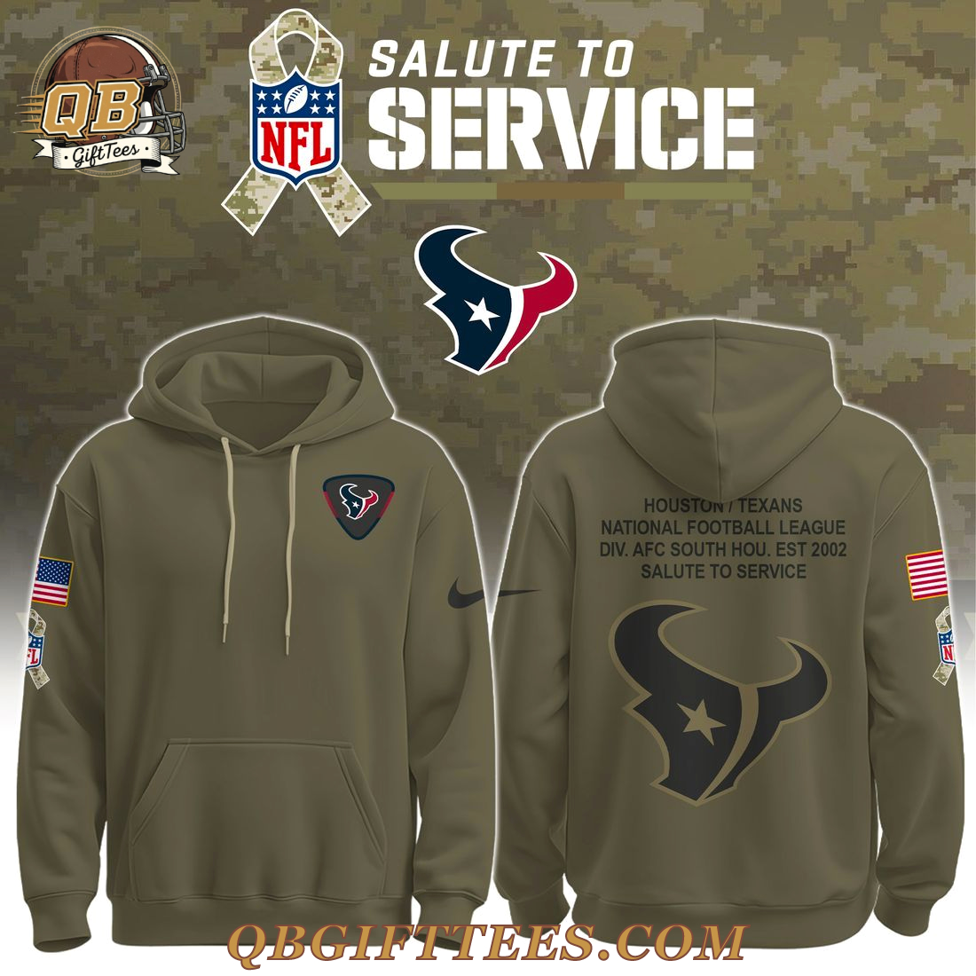 Houston Texans Salute to Service Military Hoodie - Limited Edition NFL Gear Houston Texans Salute to Service Military Hoodie - Limited Edition NFL Gear