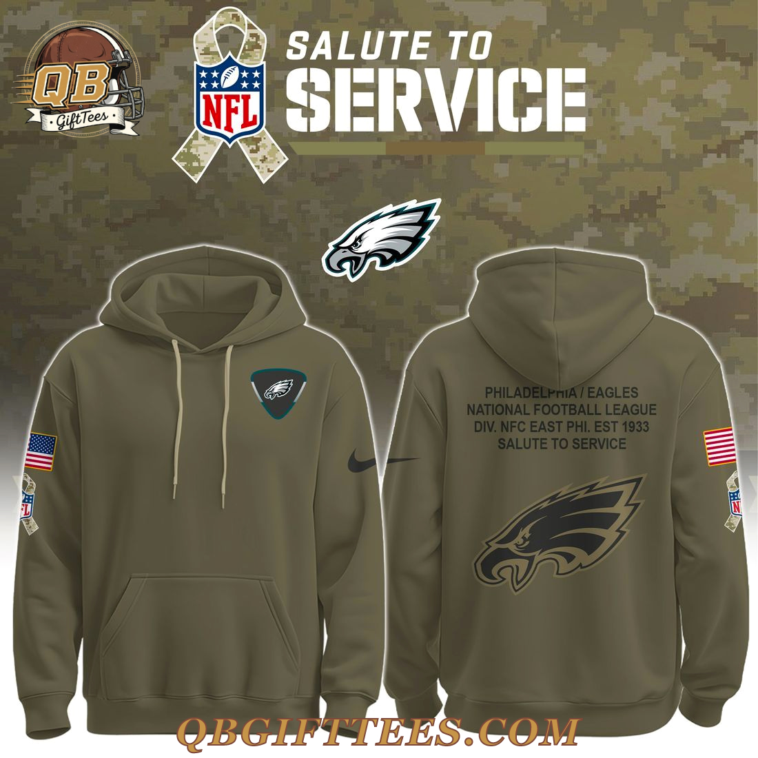 Philadelphia Eagles Veteran Edition Salute to Service Hoodie Philadelphia Eagles Veteran Edition Salute to Service Hoodie