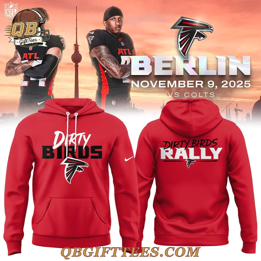 Atlanta Falcons Global Flight to Berlin 2025 Special Edition Hoodie Atlanta Falcons Global Flight to Berlin 2025 Special Edition Hoodie