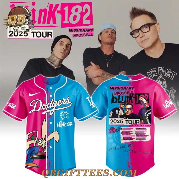 Blink-182 x LA Dodgers 2025 Missionary Impossible Tour Baseball Jersey