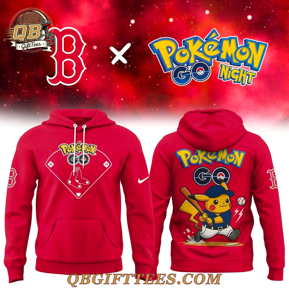 Boston Red Sox x Pokemon GO 2025 Special Edition Hoodie Boston Red Sox x Pokemon GO 2025 Special Edition Hoodie