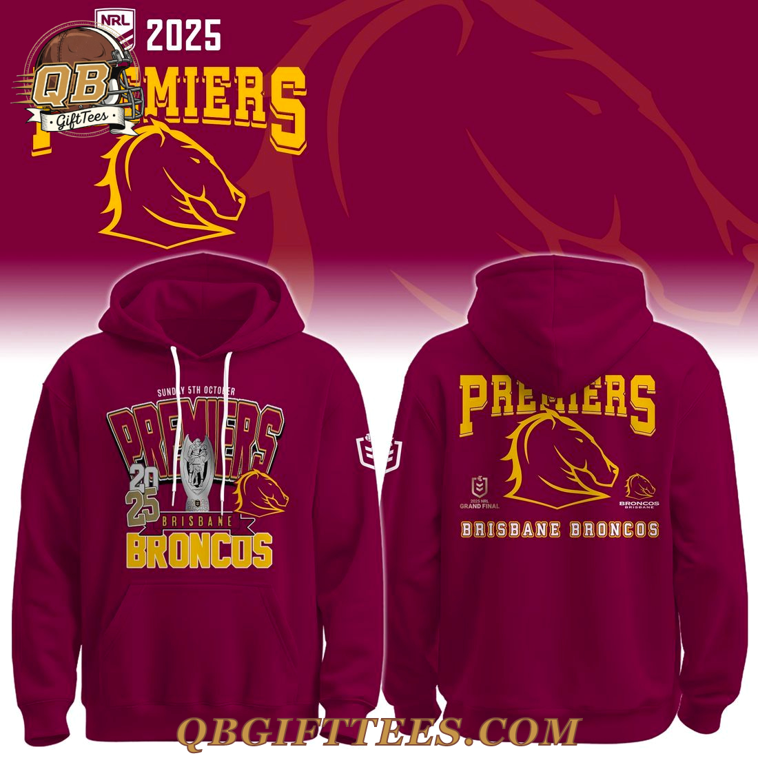 Brisbane Broncos Premiers NRL 2025 Special Edition Hoodie Brisbane Broncos Premiers NRL 2025 Special Edition Hoodie