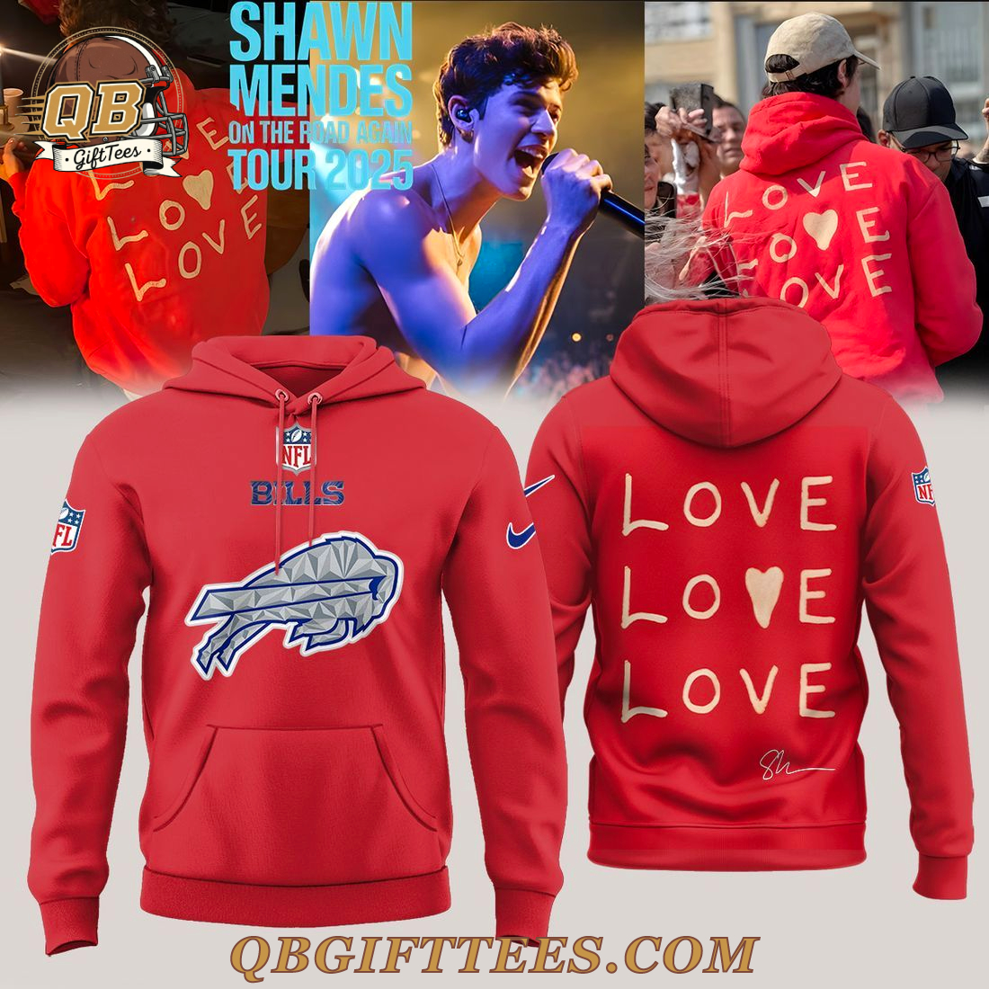 Buffalo Bills x Shawn Mendes On The Road Again Tour Special Edition Hoodie Buffalo Bills x Shawn Mendes On The Road Again Tour Special Edition Hoodie
