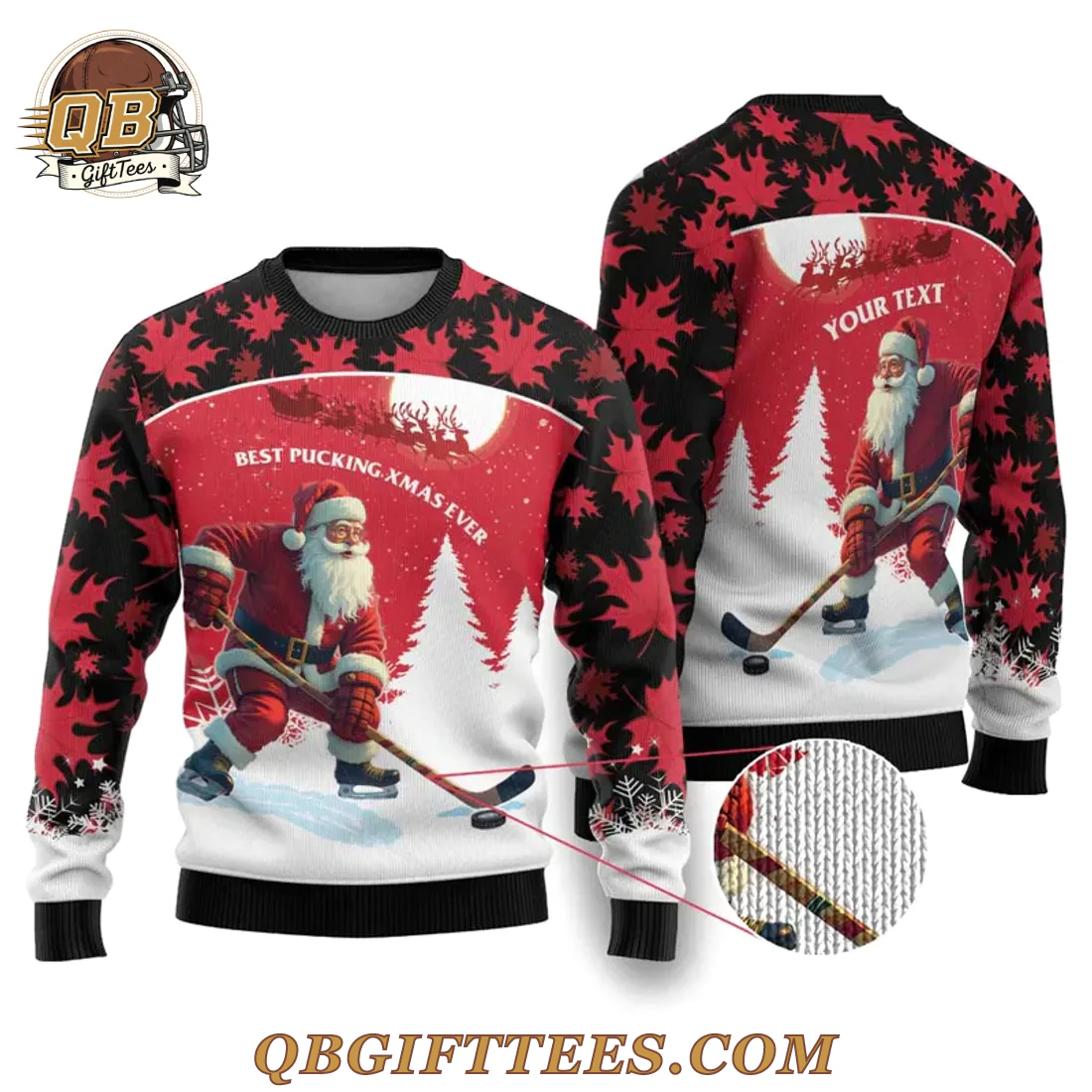 Canada Christmas Ugly Christmas Sweater Santa Claus Hockey Player Canada Christmas Ugly Christmas Sweater Santa Claus Hockey Player