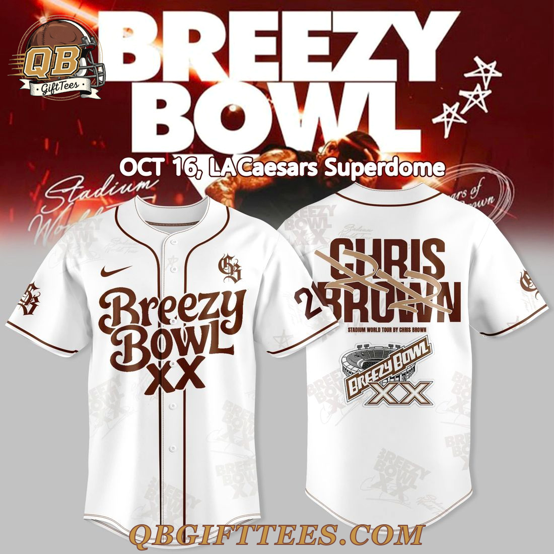 Chris Brown x Breezy Bowl XX Tour 2025 Baseball Jersey Chris Brown x Breezy Bowl XX Tour 2025 Baseball Jersey