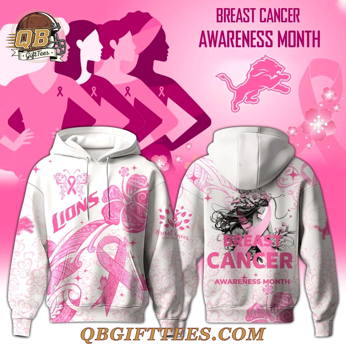 Detroit Lions x Breast Cancer Awareness Month Limited Edition Hoodie Detroit Lions x Breast Cancer Awareness Month Limited Edition Hoodie