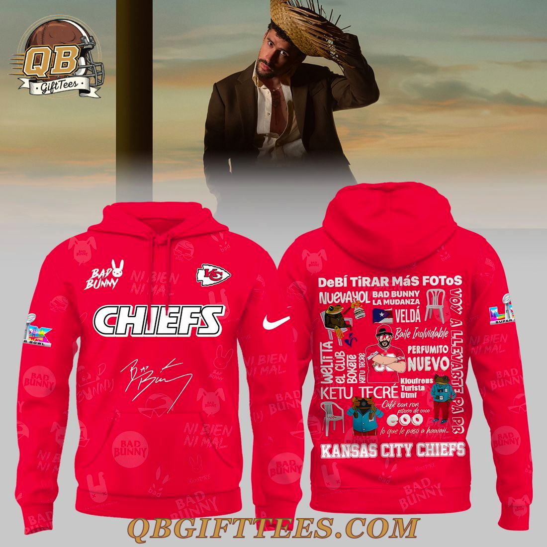 Kansas City Chiefs Bad Bunny Special Edition Hoodie Kansas City Chiefs Bad Bunny Special Edition Hoodie