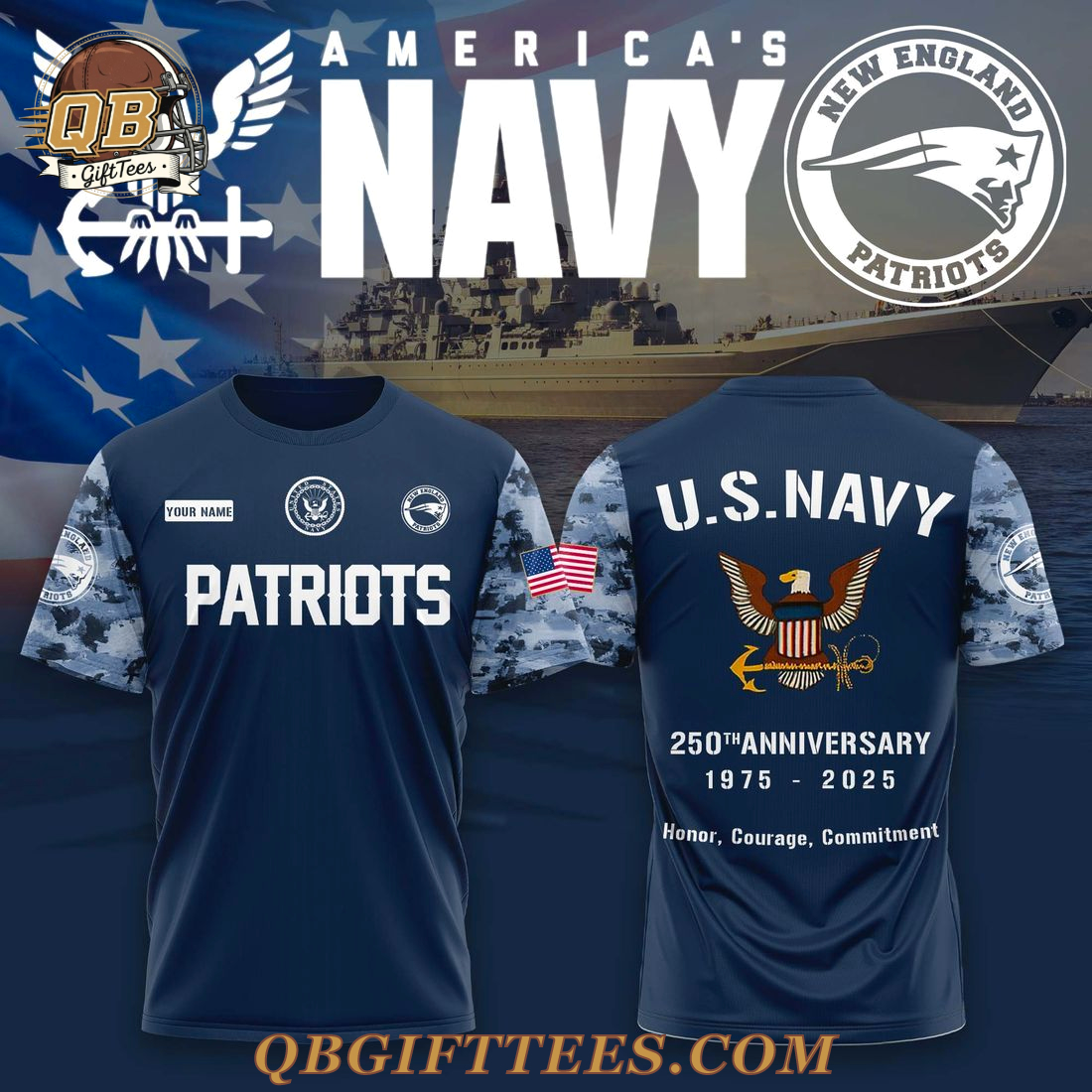 New England Patriots x U.S Navy Limited Edition T-Shirt New England Patriots x U.S Navy Limited Edition T-Shirt