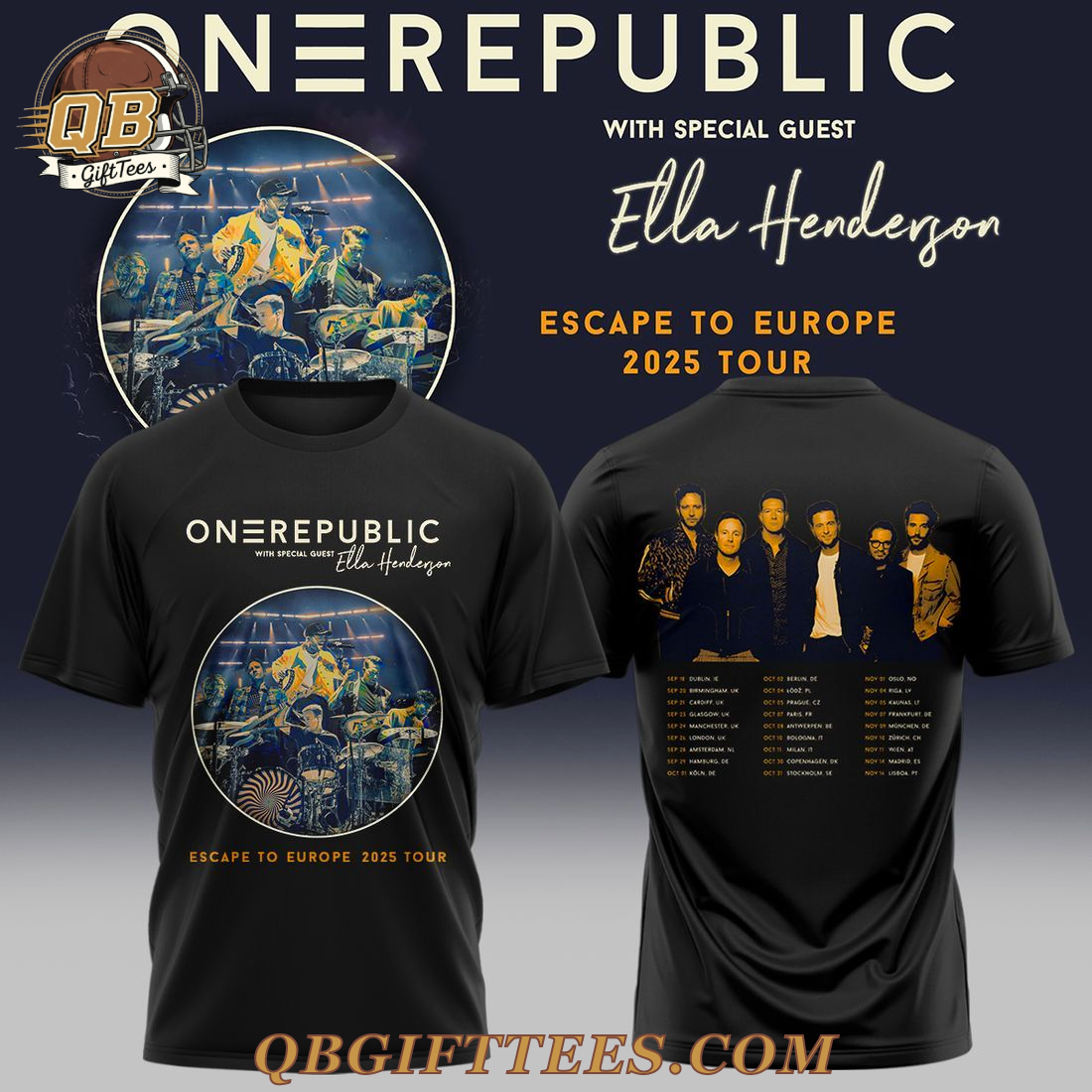 OneRepublic - Escape to Europe Tour 2025 Limited Edition Shirt OneRepublic - Escape to Europe Tour 2025 Limited Edition Shirt