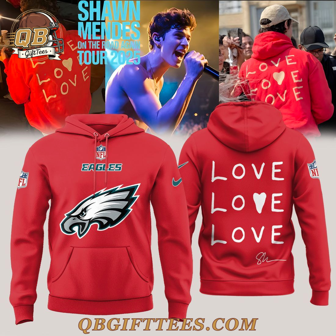 Philadelphia Eagles x Shawn Mendes On The Road Again Tour Limited Edition Hoodie Philadelphia Eagles x Shawn Mendes On The Road Again Tour Limited Edition Hoodie