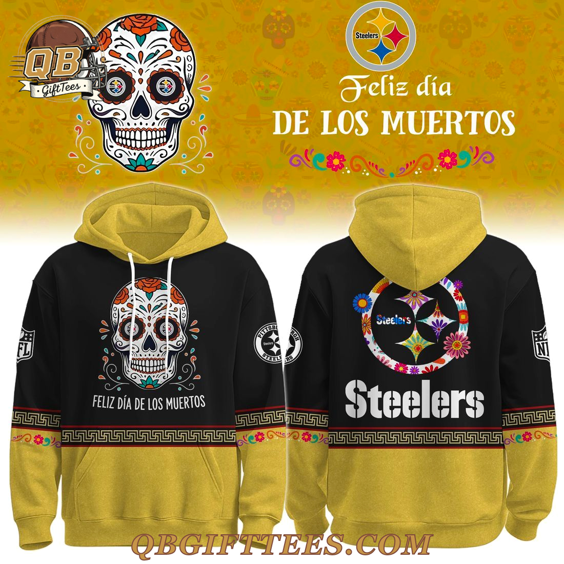 Pittsburgh Steelers x Dia De Los Muertos Special Edition Hoodie Pittsburgh Steelers x Dia De Los Muertos Special Edition Hoodie