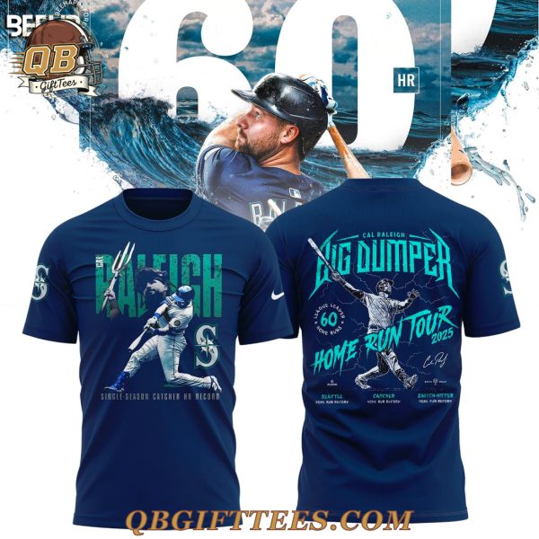 Seattle Mariners Cal Raleigh Navy Catcher Home Run Record Special Edition Shirt
