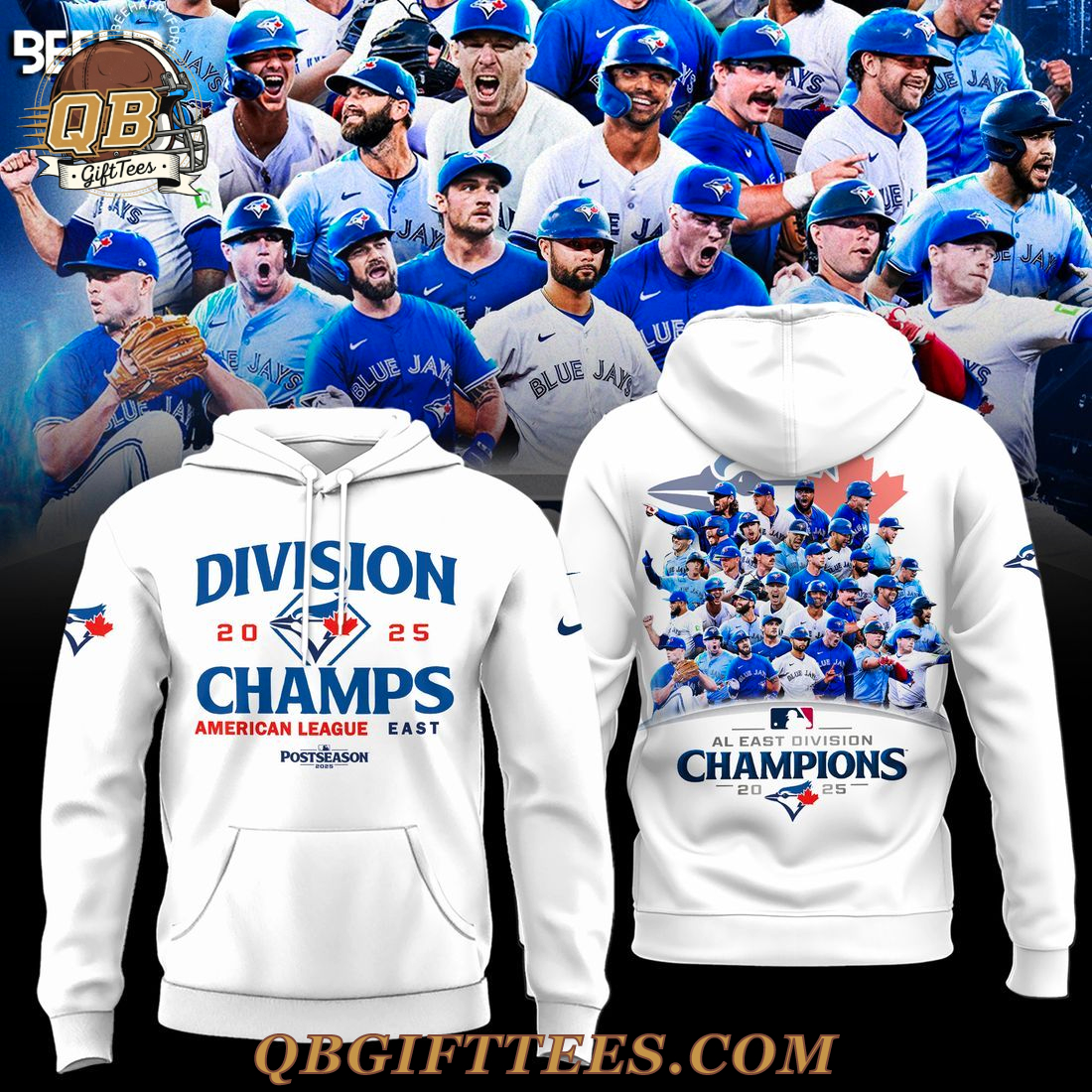 Toronto Blue Jays 2025 AL East Division Champions White Hoodie Toronto Blue Jays 2025 AL East Division Champions White Hoodie