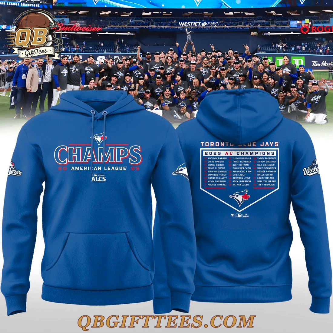 Toronto Blue Jays 2025 American League Champions Roster Edition Hoodie Toronto Blue Jays 2025 American League Champions Roster Edition Hoodie