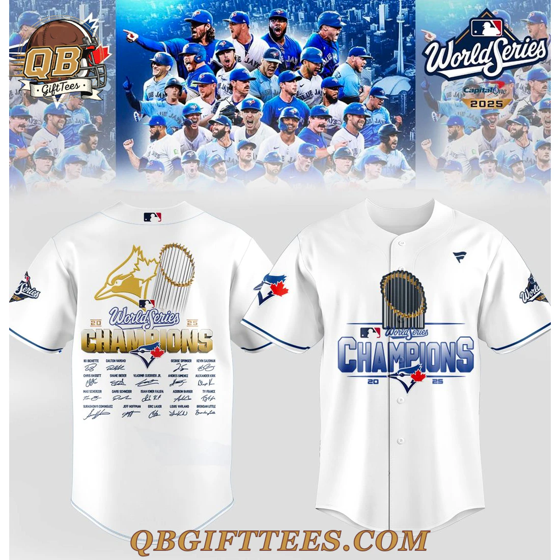 Toronto Blue Jays 2025 World Series Champions Special Edition White Jersey Toronto Blue Jays 2025 World Series Champions Special Edition White Jersey