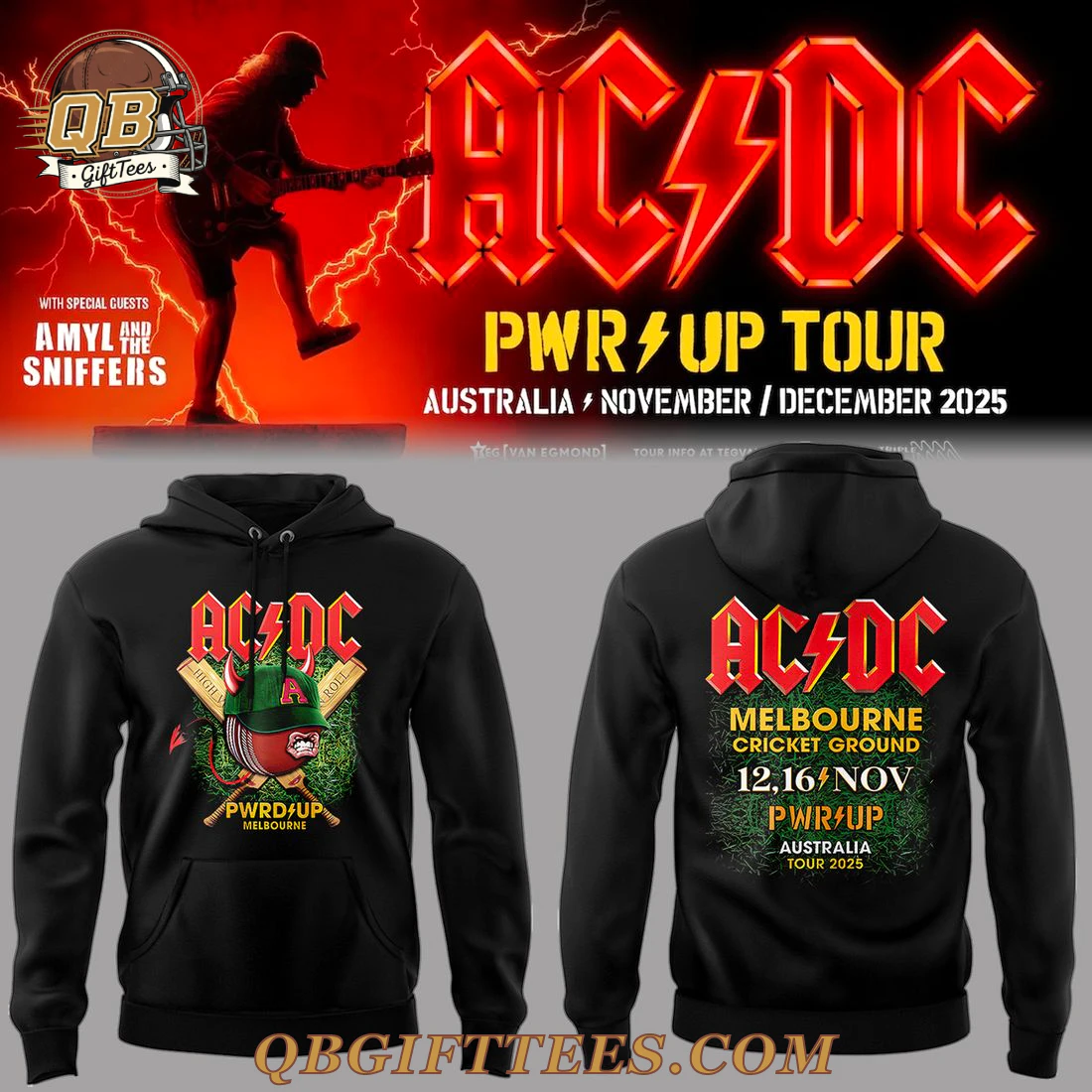 AC/DC Melbourne Edinburgh PWR UP Tour Hoodie AC/DC Melbourne Edinburgh PWR UP Tour Hoodie