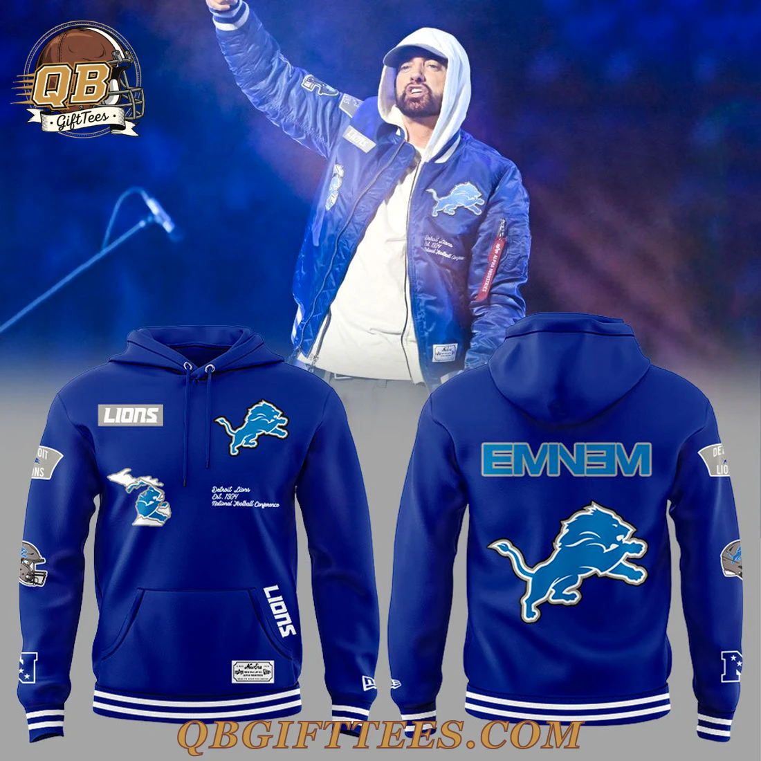 Alpha Industries Blue Detroit Lions x Eminem Special Edition Hoodie Alpha Industries Blue Detroit Lions x Eminem Special Edition Hoodie