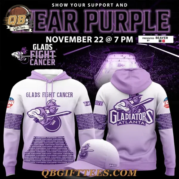 Atlanta Gladiators Glads Fight Cancer 2025 Special Edition Hoodie