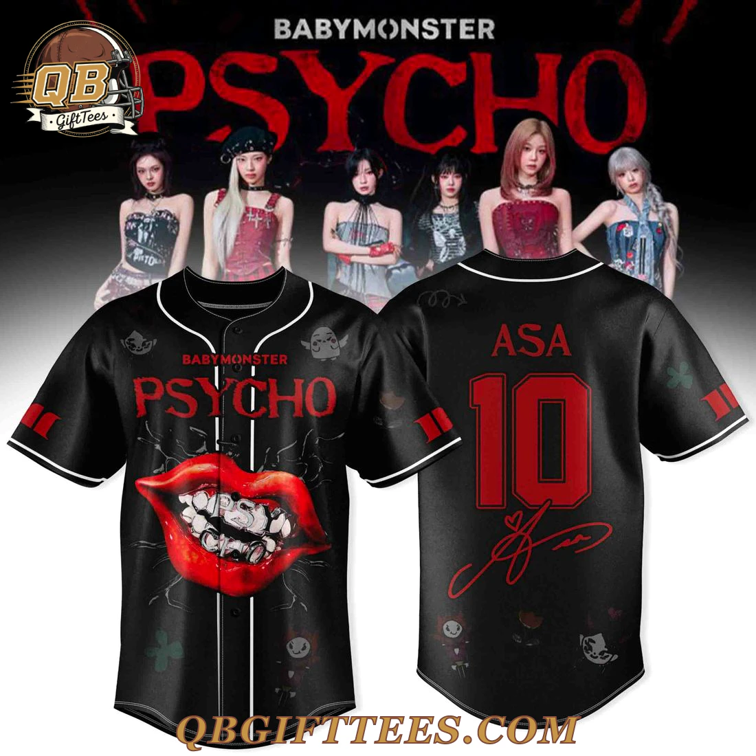 BABYMONSTER PSYCHO ASA We Go Up Tour Baseball Jersey BABYMONSTER PSYCHO ASA We Go Up Tour Baseball Jersey