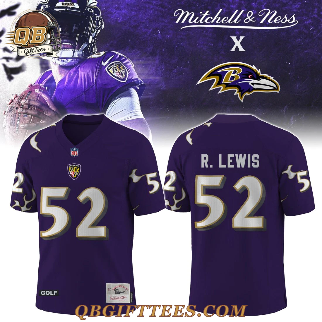 Baltimore Ravens GOLF WANG x Mitchell and Ness Football Jersey Baltimore Ravens GOLF WANG x Mitchell and Ness Football Jersey