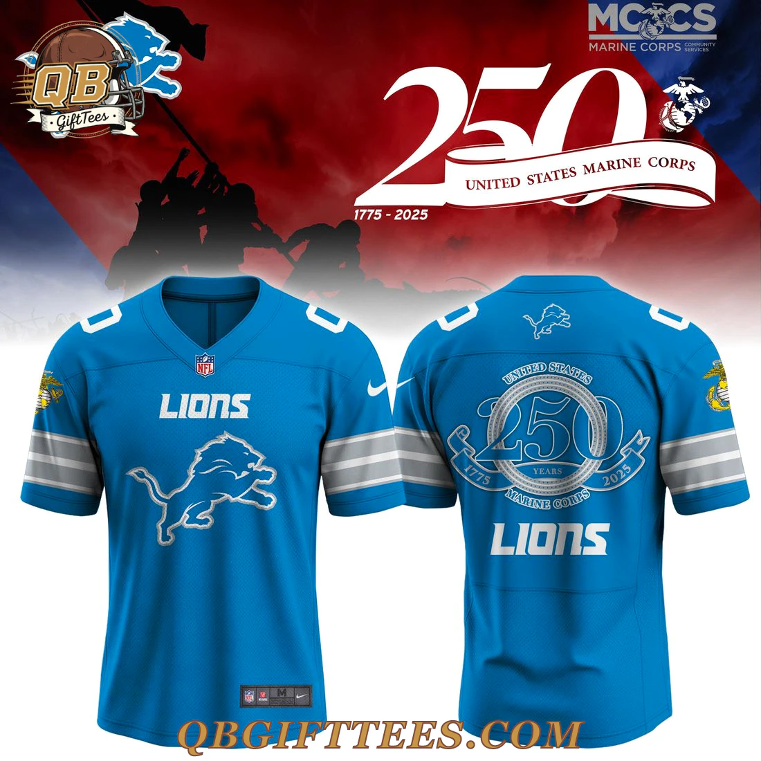 D Lions x Marine Corps 250th Anniversary Baseball Jersey D Lions x Marine Corps 250th Anniversary Baseball Jersey