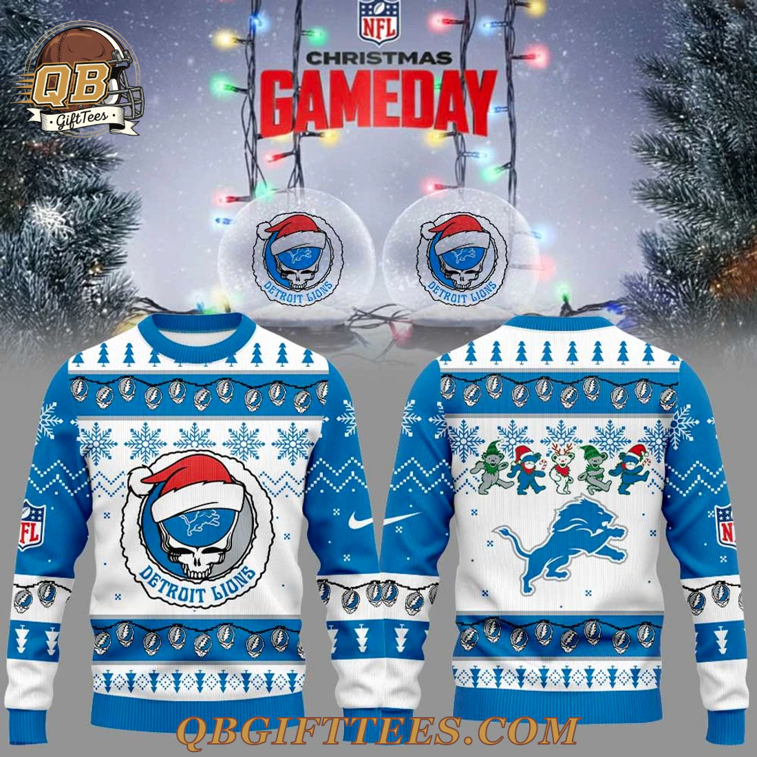 Detroit Lions Grateful Dead Christmas Game Day Edition Ugly Sweater Detroit Lions Grateful Dead Christmas Game Day Edition Ugly Sweater