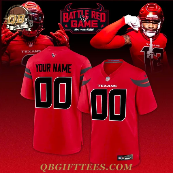 Houston Texans Battle Red Game Limited Edition Custom Jersey
