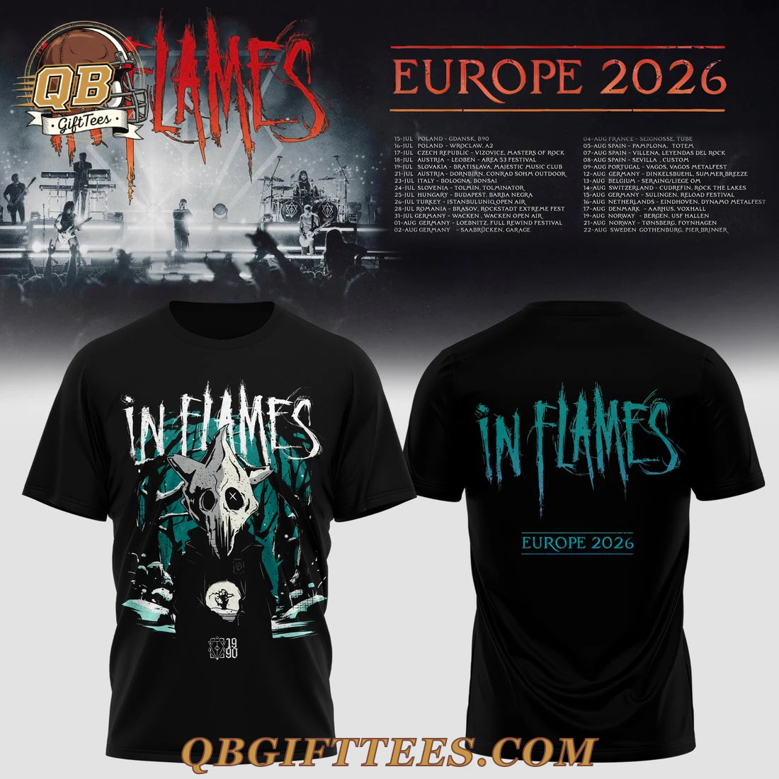 In Flames Euro Tour 2026 Limited Edition Shirt In Flames Euro Tour 2026 Limited Edition Shirt