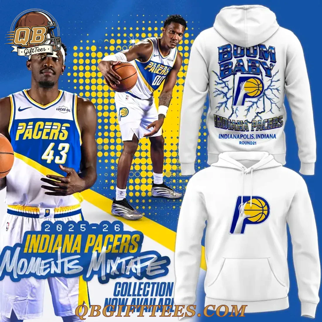 Indiana Pacers Moments Mixtapes Limited Edition White Hoodie Indiana Pacers Moments Mixtapes Limited Edition White Hoodie
