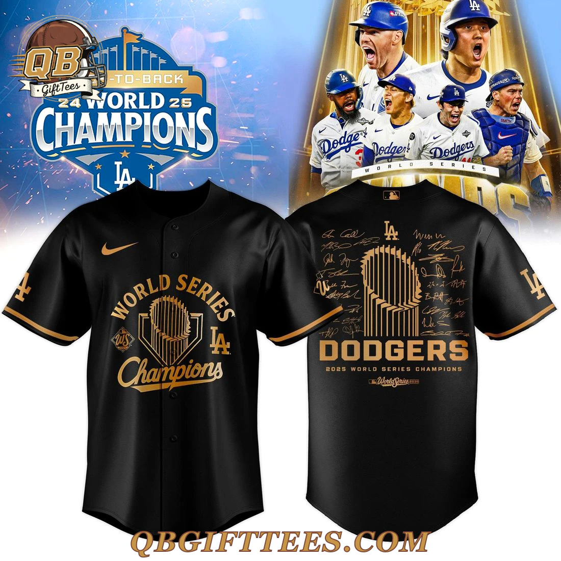 Los Angeles Dodgers 2025 World Series Champions Special Edition Black Jersey Los Angeles Dodgers 2025 World Series Champions Special Edition Black Jersey