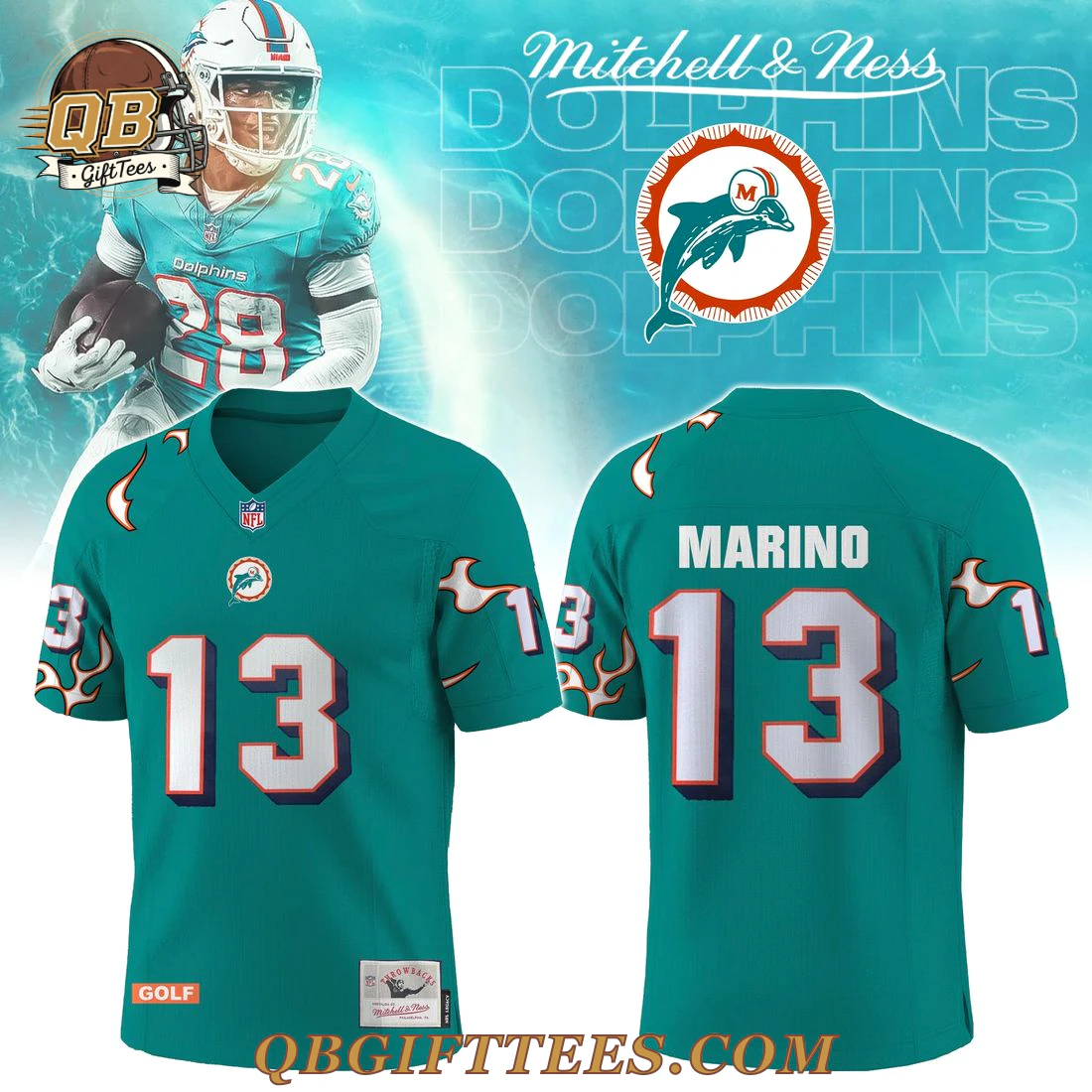 Miami Dolphins GOLF WANG x Mitchell and Ness Football Jersey Miami Dolphins GOLF WANG x Mitchell and Ness Football Jersey