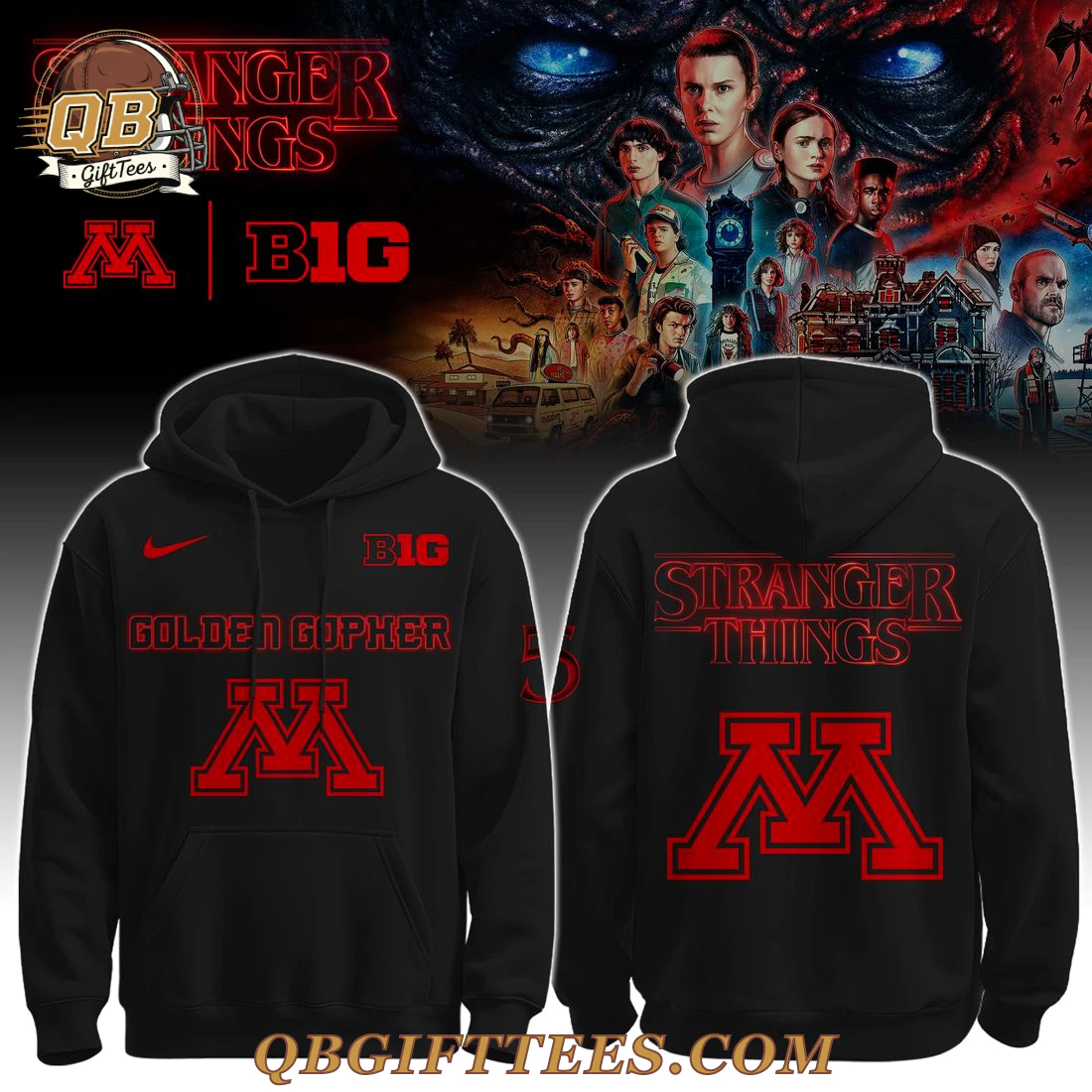 Minnesota Golden Gophers x Stranger Things Special Edition Hoodie Minnesota Golden Gophers x Stranger Things Special Edition Hoodie
