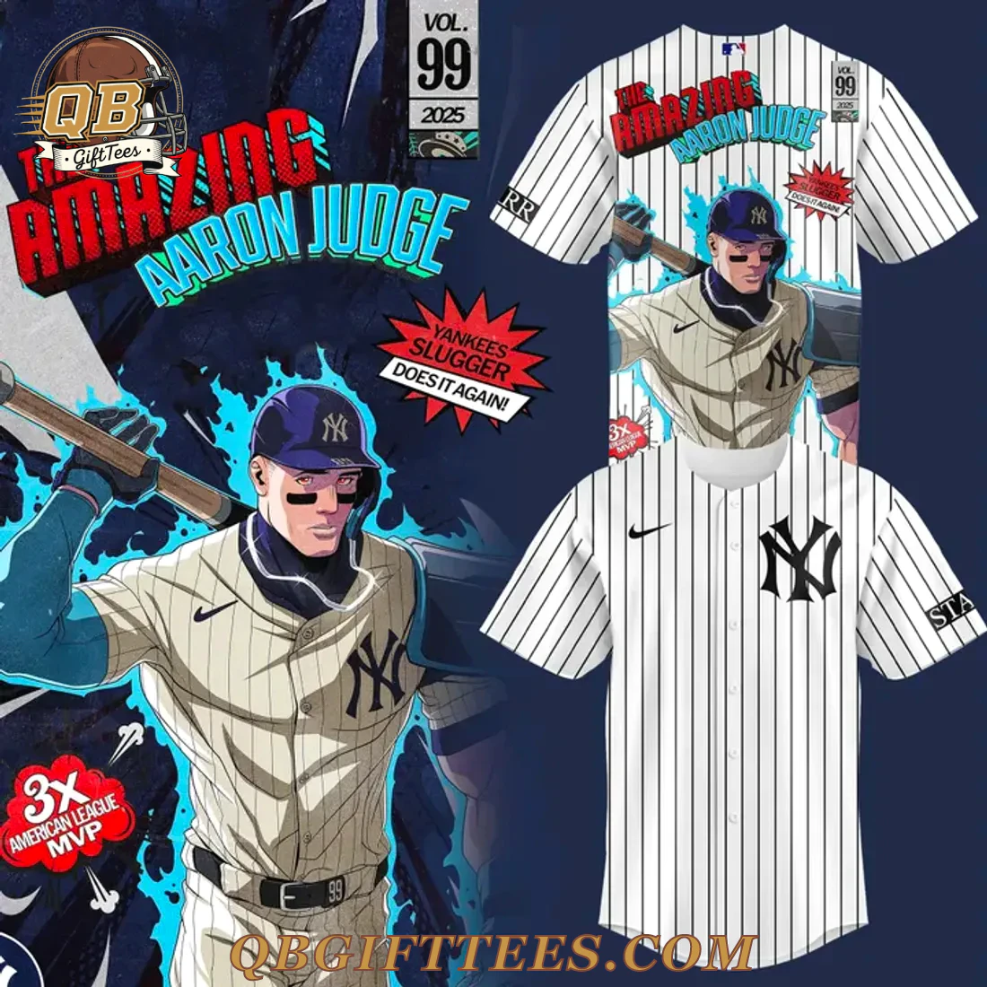 New York Yankees Aaron Judge Back-to-Back MVP Baseball Jersey New York Yankees Aaron Judge Back-to-Back MVP Baseball Jersey