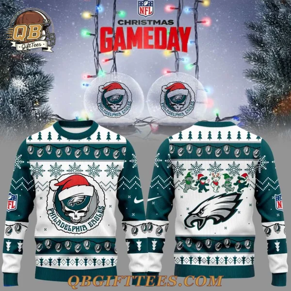 Philadelphia Eagles Grateful Dead Christmas Game Day Edition Ugly Sweater