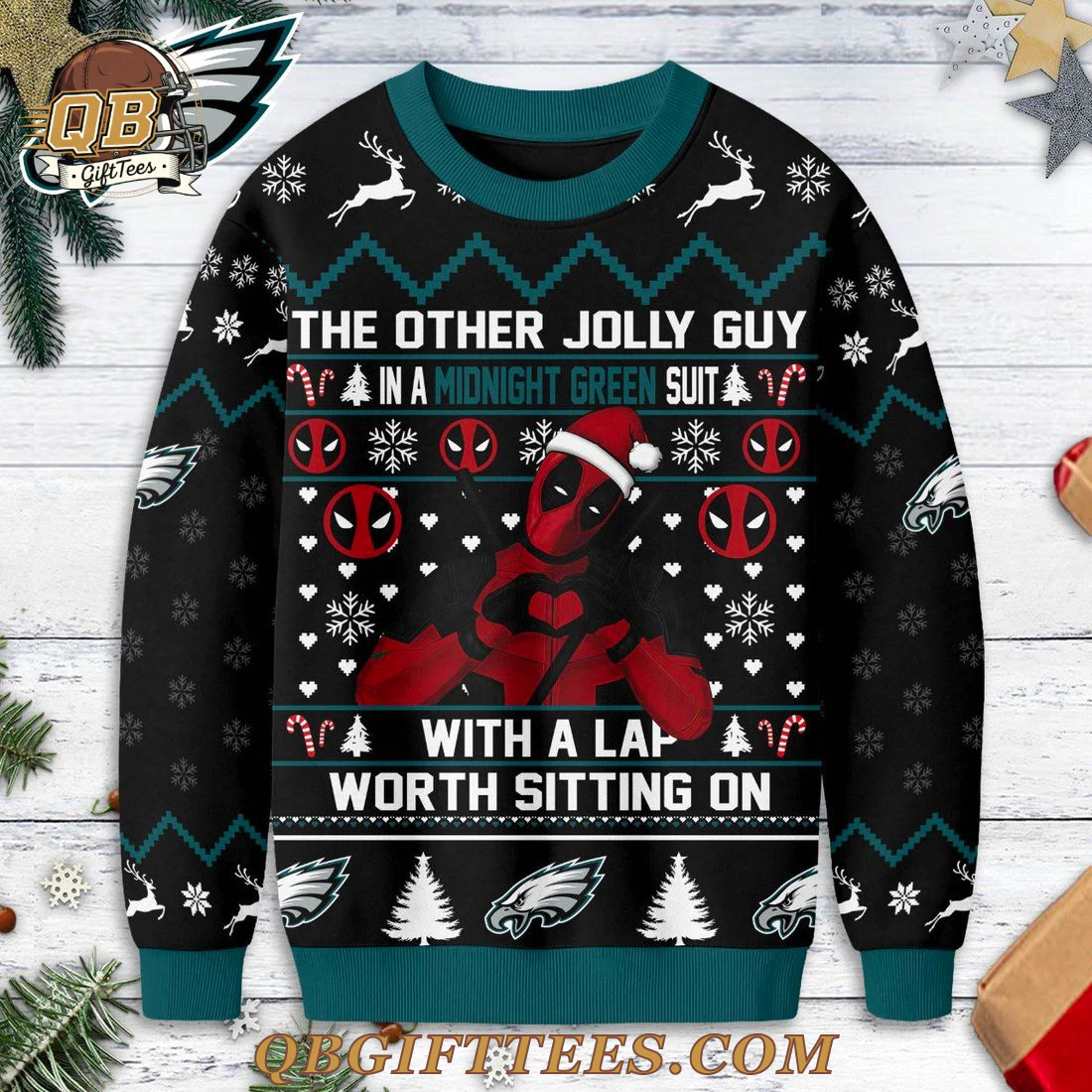 Philadelphia Eagles x Deadpool Christmas Ugly Sweater Philadelphia Eagles x Deadpool Christmas Ugly Sweater