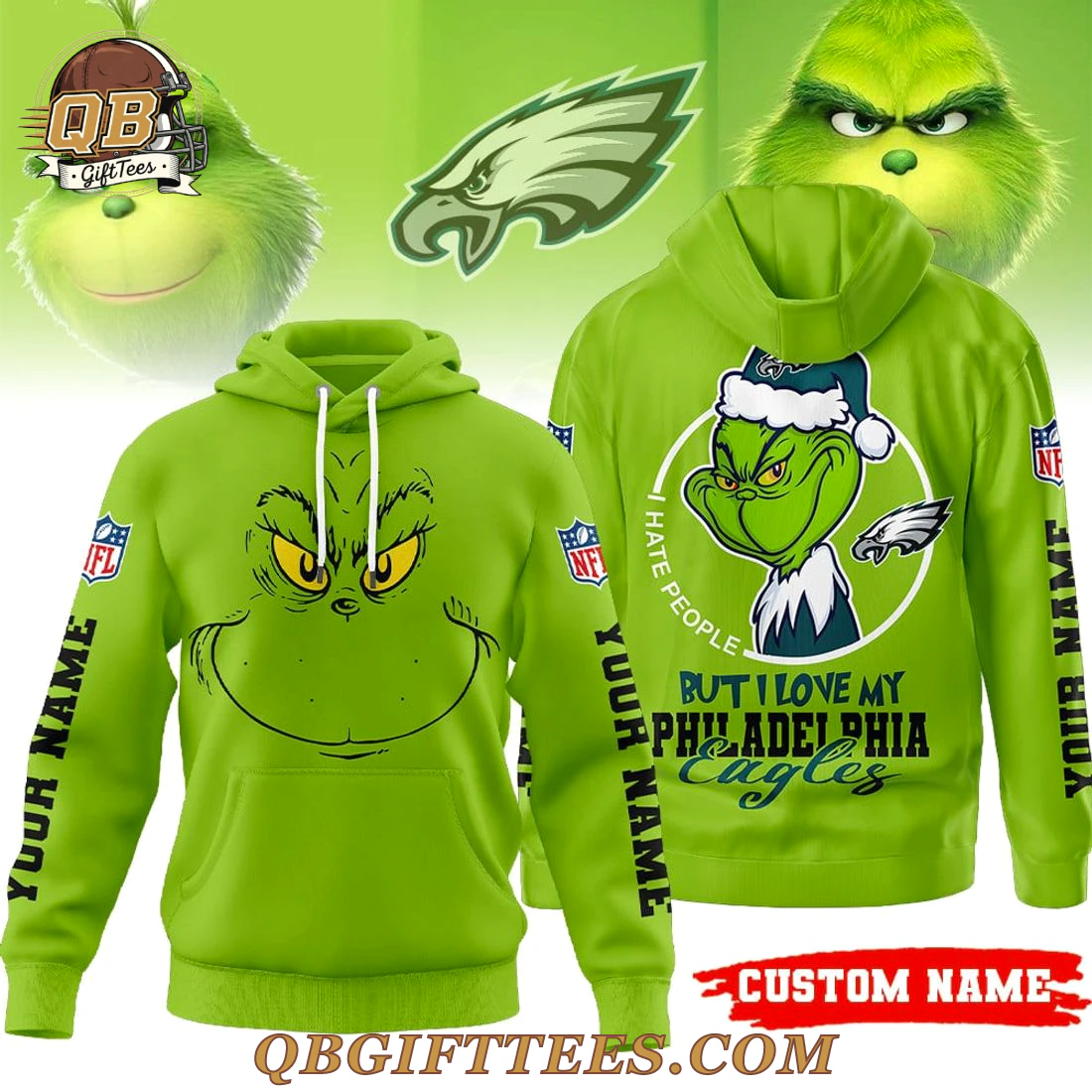 Philadelphia Eagles x Grinch I Hate People Limited Edition Hoodie Philadelphia Eagles x Grinch I Hate People Limited Edition Hoodie