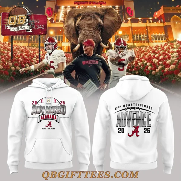 Alabama Crimson Tide WAY BACK TO ADVANCE Edition White Hoodie