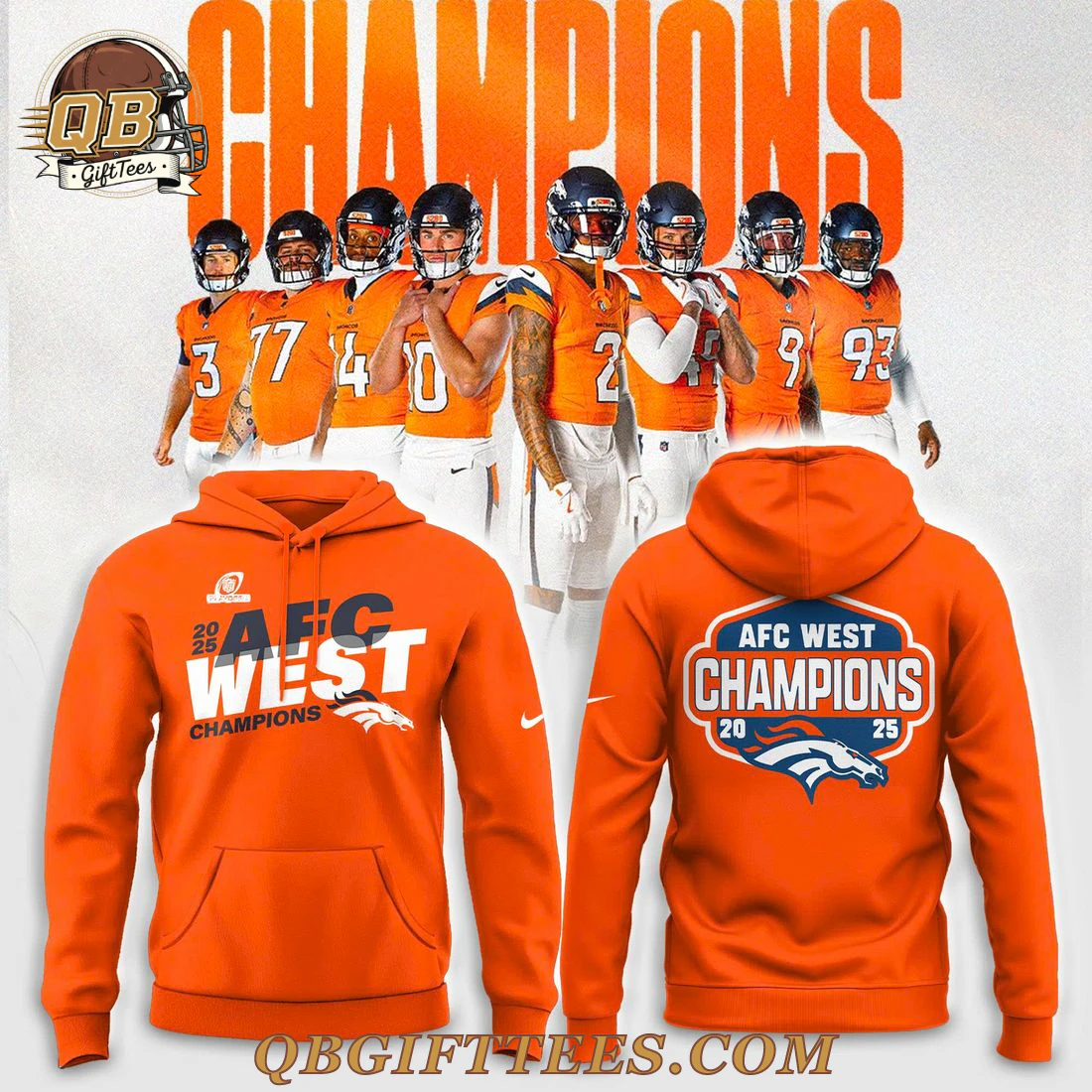 Denver Broncos 2025 AFC West Division Champions Locker Room Hoodie Denver Broncos 2025 AFC West Division Champions Locker Room Hoodie