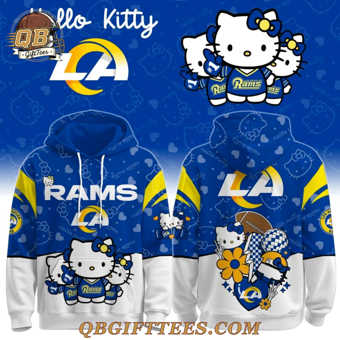 Los Angeles Rams x Hello Kitty Cute Crossover Edition Hoodie Los Angeles Rams x Hello Kitty Cute Crossover Edition Hoodie