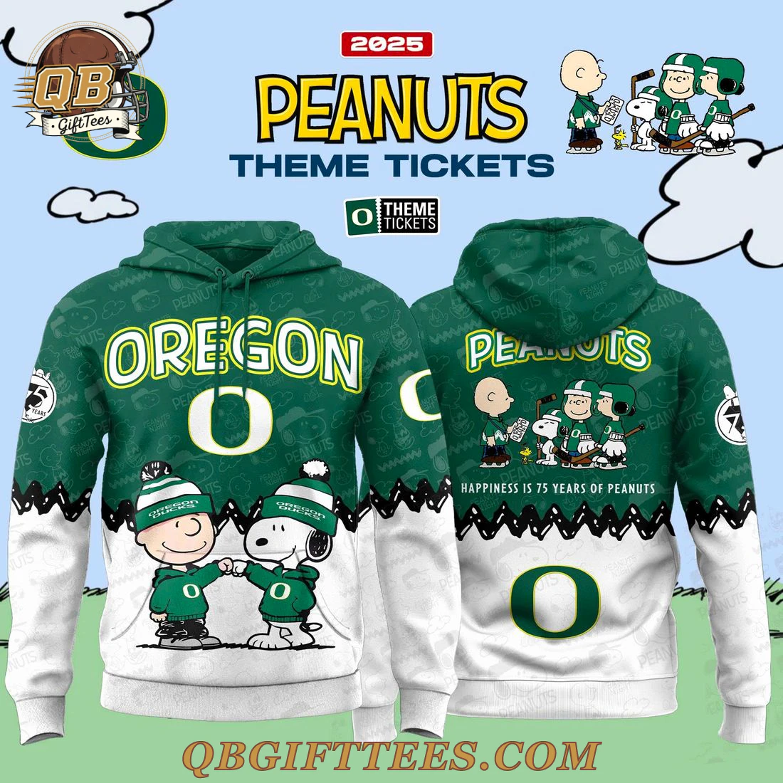 Oregon Ducks x 75th Anniversary Of Peanuts 2025 Limited Edition Hoodie Oregon Ducks x 75th Anniversary Of Peanuts 2025 Limited Edition Hoodie