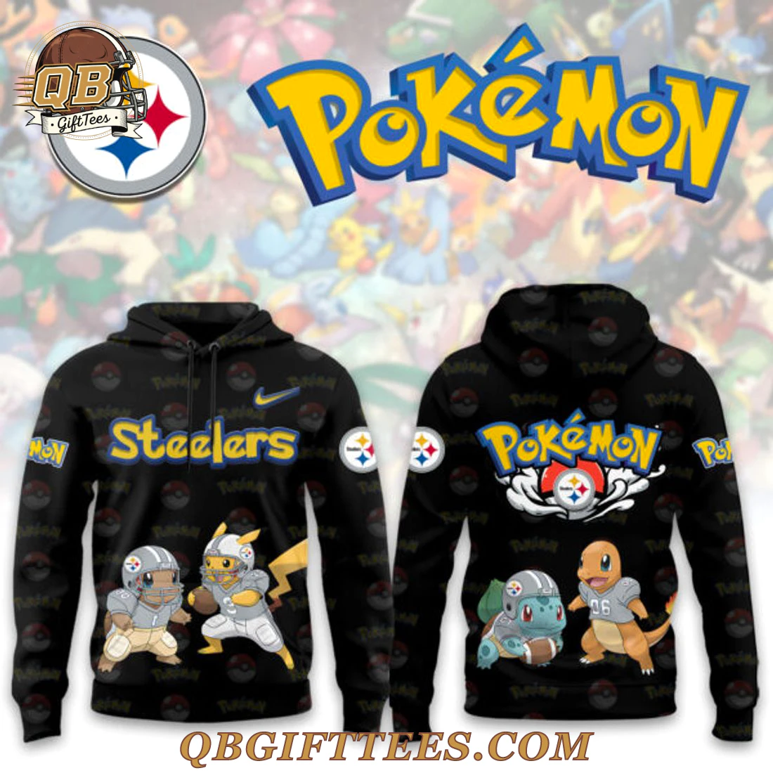 Pittsburgh Steelers x Pokemon Edition Hoodie Pittsburgh Steelers x Pokemon Edition Hoodie