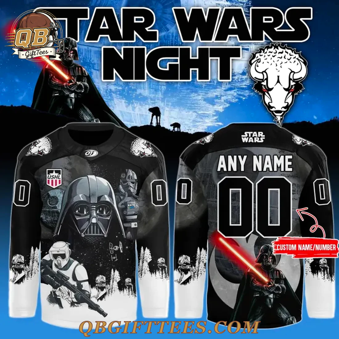 Sioux Falls Stampede x Star Wars Night Special Edition Hockey Jersey Sioux Falls Stampede x Star Wars Night Special Edition Hockey Jersey