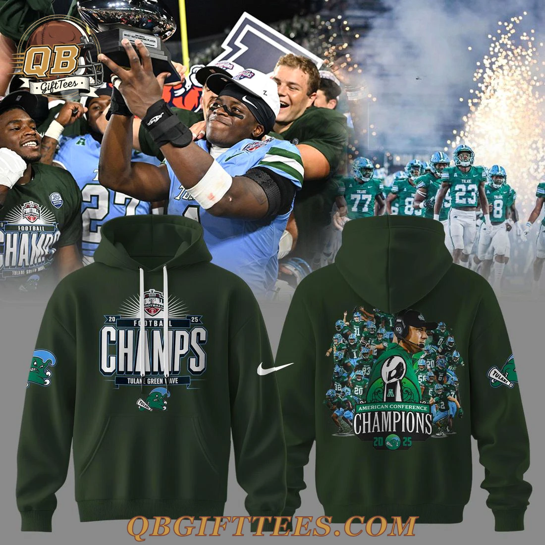 Tulane Green Wave American Football Champions 2025 Special Edition Hoodie Tulane Green Wave American Football Champions 2025 Special Edition Hoodie