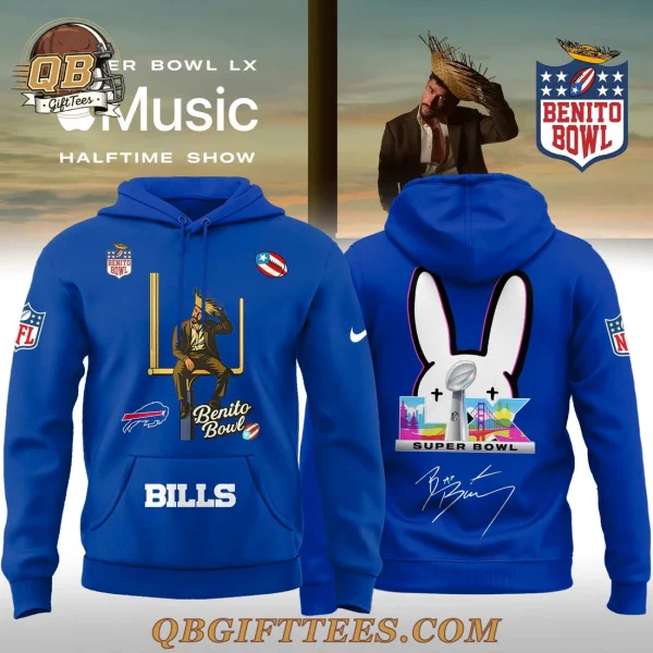 Buffalo Bills x Bad Bunny 2026 Super Bowl LX Halftime Show Blue Hoodie