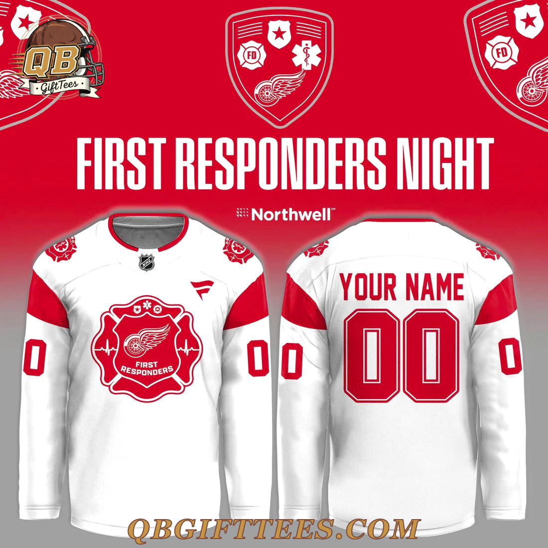 Detroit Red Wings First Responders Night Edition Custom Name Jersey Detroit Red Wings First Responders Night Edition Custom Name Jersey